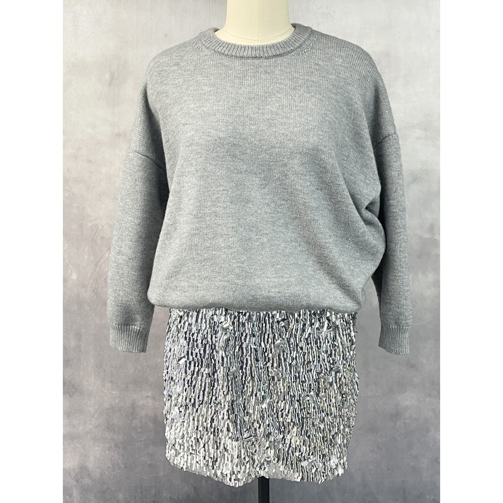 Mare Mare x Anthropologie Women Dress Size L Sequin Mixed Media Holiday Glam